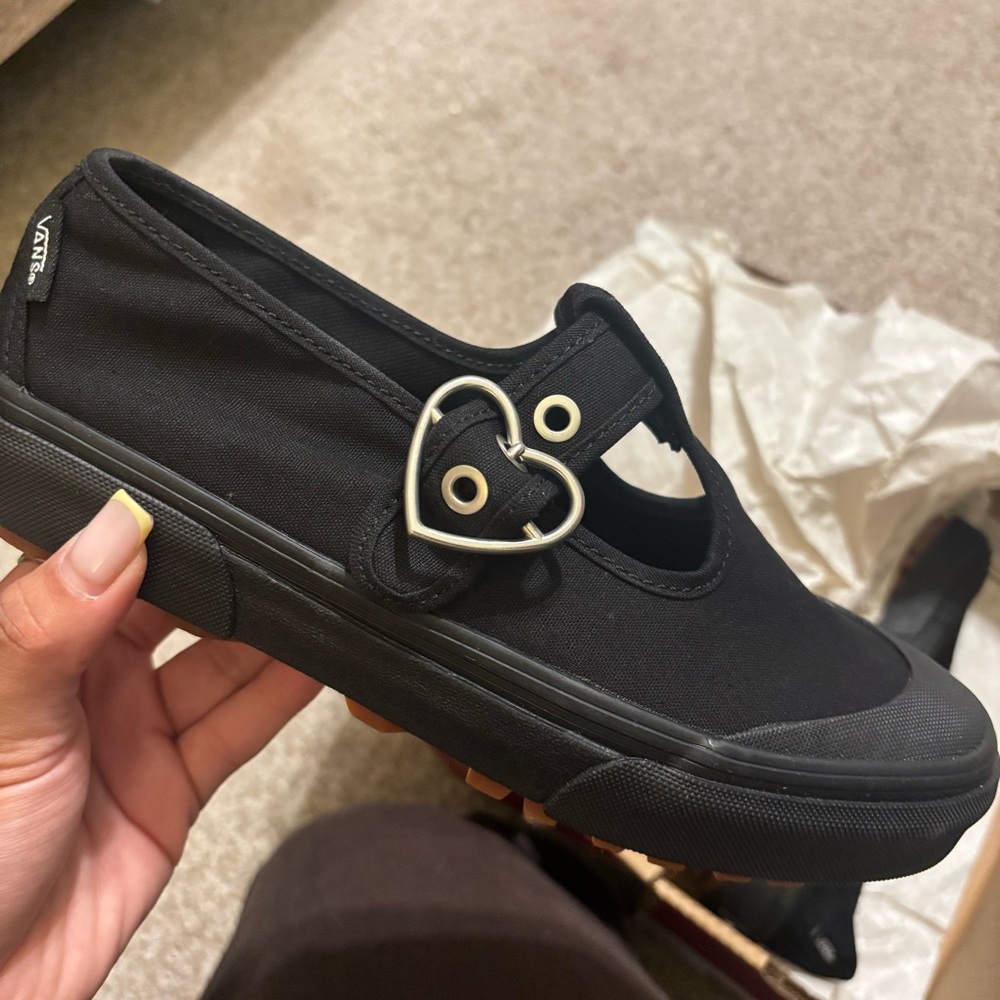 Vans Black Mary Jane’s with Heart Detail
